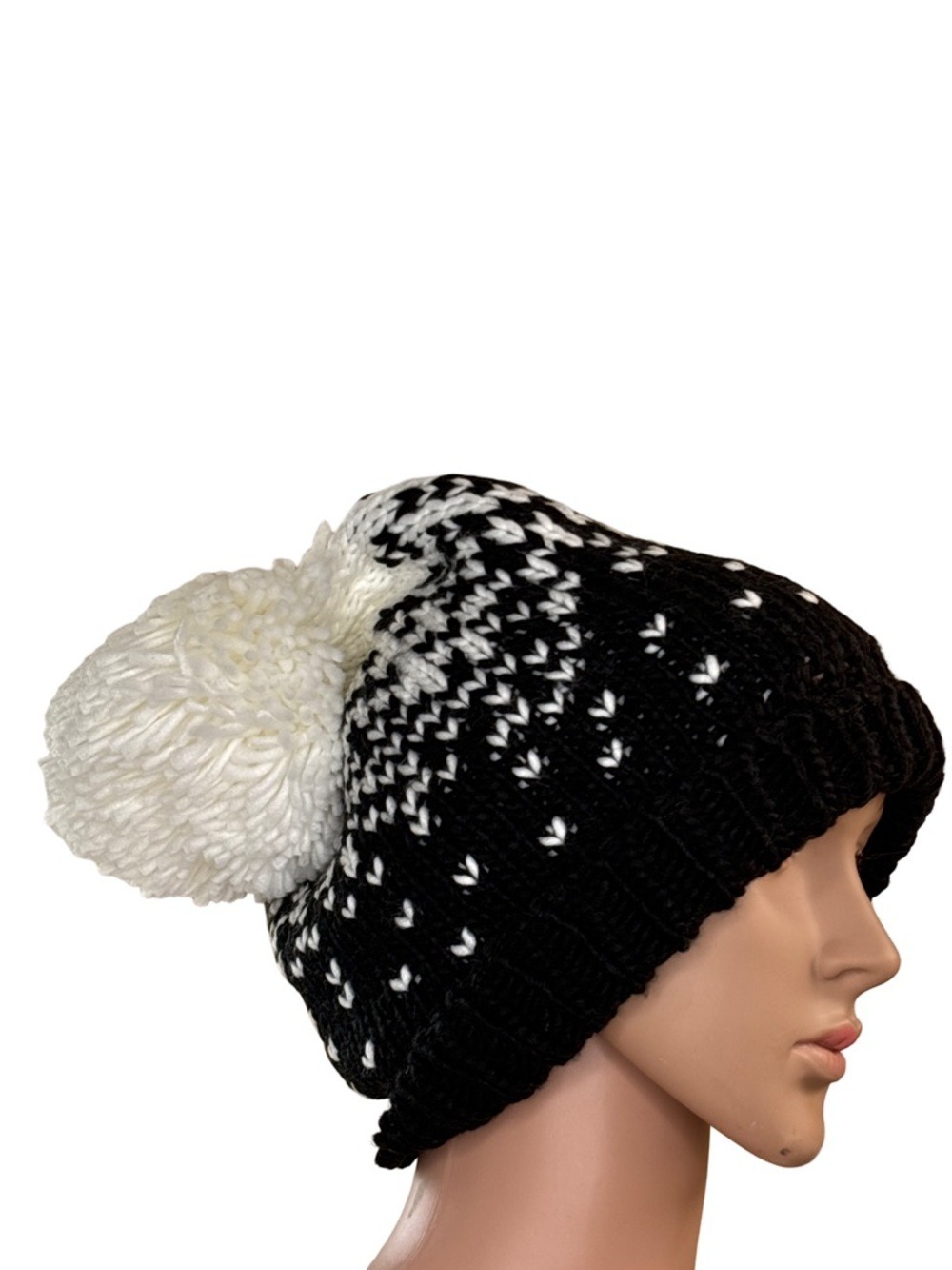 Eugenia Kim Knit Pom Pom Beanie Black White NWT - Picture 3 of 5